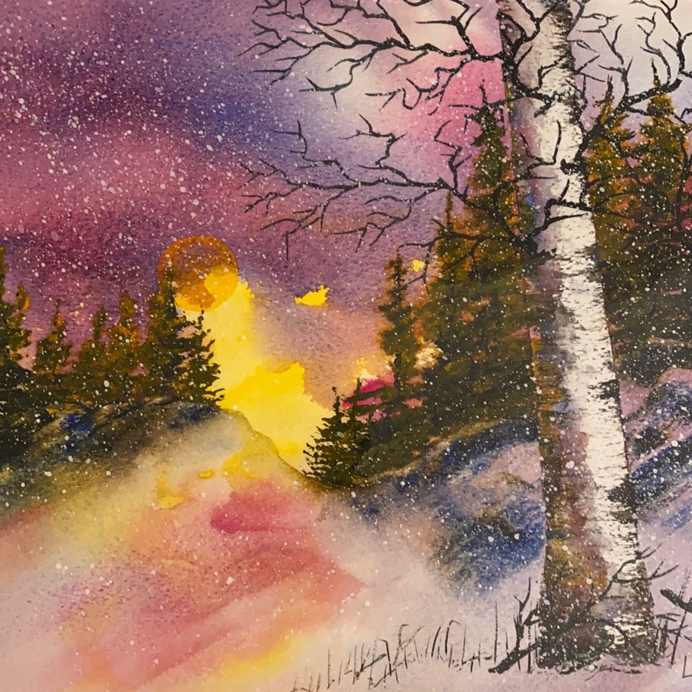 Original Watercolor 16x20 Winter Son